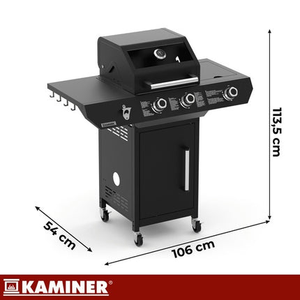 Gas Grill 10kW, Black, Stainless Steel, Rotisserie