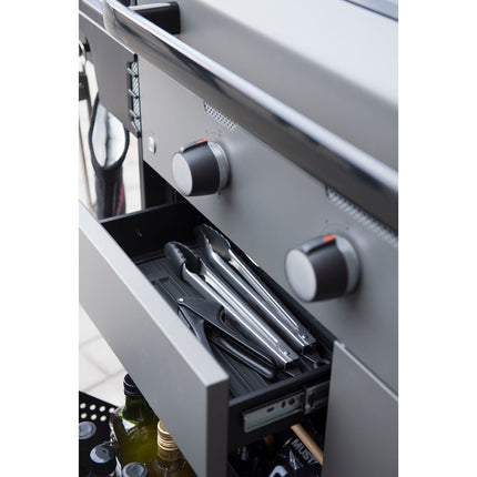 Gas Grill with 4 Burners and Side Burner, 97x48 cm Cooking Area