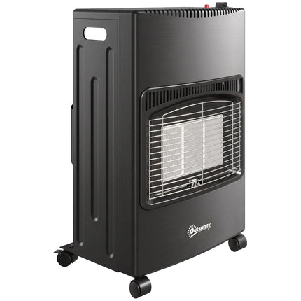 Gas Heater 1.5-4.2 kW with 3 Heat Settings and Wheels, Foldable, Cover, Black