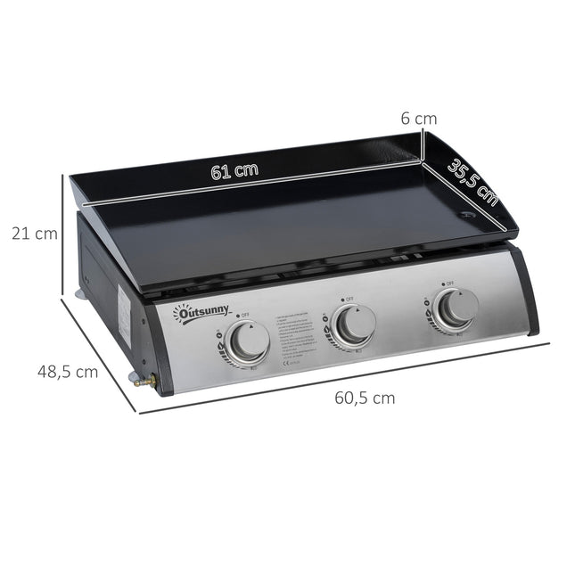 Gas grill with 3 stainless burners, pressure reducer