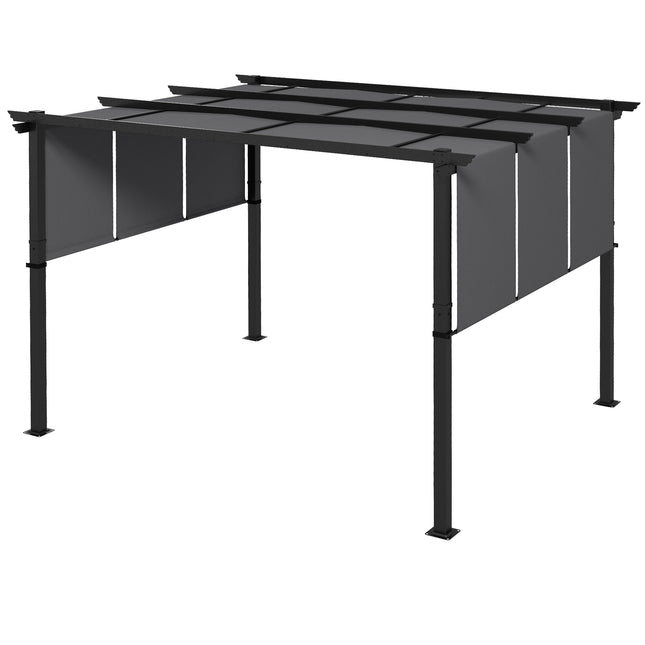 Lapene 3,5x3m pergola ar sānu sienu, terases jumtu, tumši pelēka, laikapstākļiem izturīga dārzam un terasei