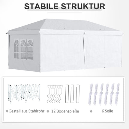 Collapsible garden pavilion with side walls and UV protection