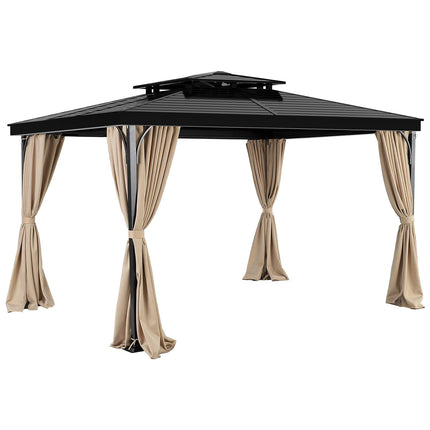 Gazebo Privacy Curtains, 10x12x7 Ft, 4-Panel, Zipper, Khaki