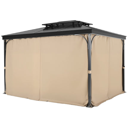 Gazebo Privacy Curtains, 10x12x7 Ft, 4-Panel, Zipper, Khaki