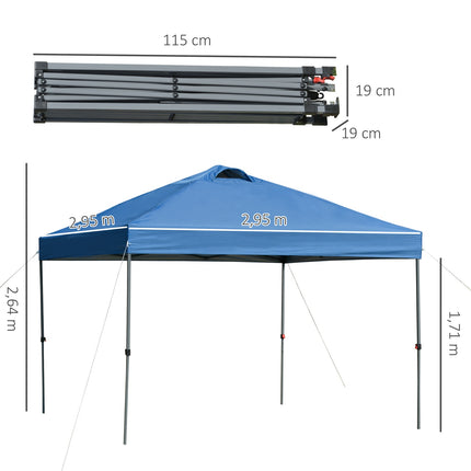 Lapene aptuveni 3x3m, ūdensizturīga, stabila, ziemai izturīga, saliekama, saliekama lapene, UV aizsardzība, saliekama ballīšu telts, dārza telts ar somu, dārza paviljons kempingam, dārzs, zils