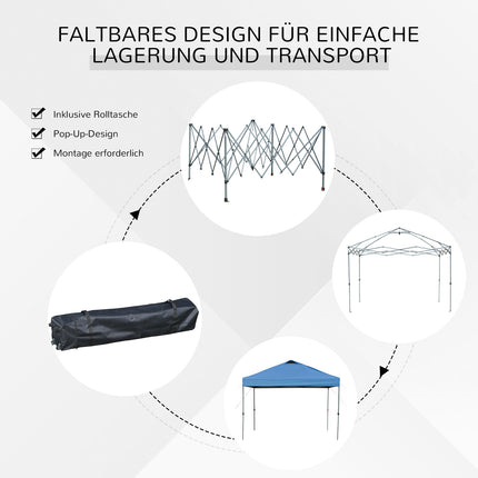 Lapene aptuveni 3x3m, ūdensizturīga, stabila, ziemai izturīga, saliekama, saliekama lapene, UV aizsardzība, saliekama ballīšu telts, dārza telts ar somu, dārza paviljons kempingam, dārzs, zils