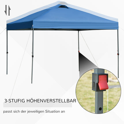 Lapene aptuveni 3x3m, ūdensizturīga, stabila, ziemai izturīga, saliekama, saliekama lapene, UV aizsardzība, saliekama ballīšu telts, dārza telts ar somu, dārza paviljons kempingam, dārzs, zils