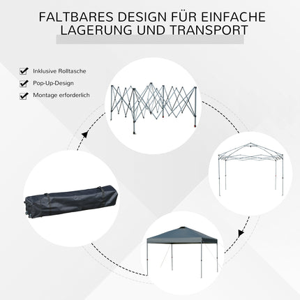Waterproof Pop-Up Gazebo, 3x3m, UV protection, dark grey