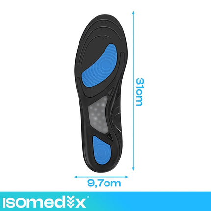 Gel Shoe Insoles Size 42-46 with Arch Support, 1 Pair, Cut to Fit, Washable