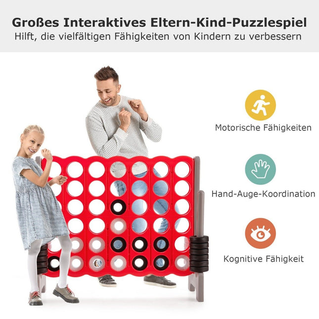 Giant Match 4 Game Giant Playset 104 cm rindu spēles dēlis ar jumbo gredzeniem un ātri atbrīvojamiem slīdņiem