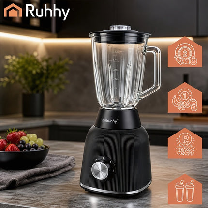 Glass Jug Blender 1200W with Ice Crushing and Pulse Mode, 2 Portable Cups