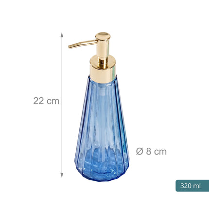 Stikla ziepju dozatoru komplekts (2 gab.), 320 ml, zelta krāsas pumpīši