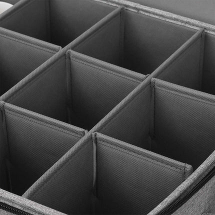 Glass Storage Box for 12 Glasses with Dividers, Set of 2, Grey