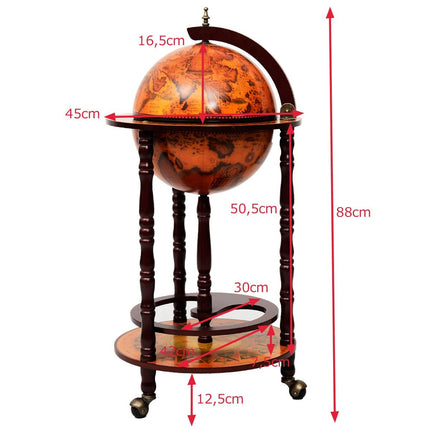 Globusbar bāra ratiņi Globus Bar mājas bāra servēšanas ratiņi vīna plaukts ar riteņiem