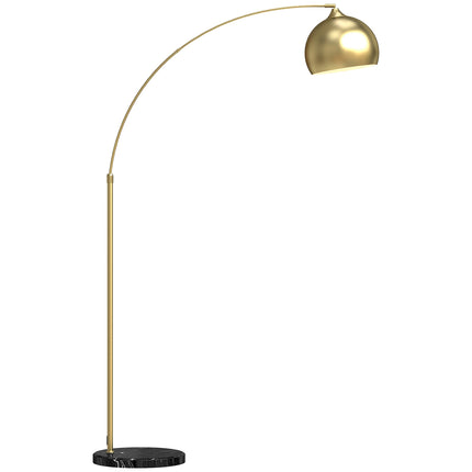 Zelta loka grīdas lampa ar regulējamu statīvu, marmora pamatni
