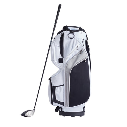 Golf Cart Bag, 14-Way Divider, 13 Pockets, White