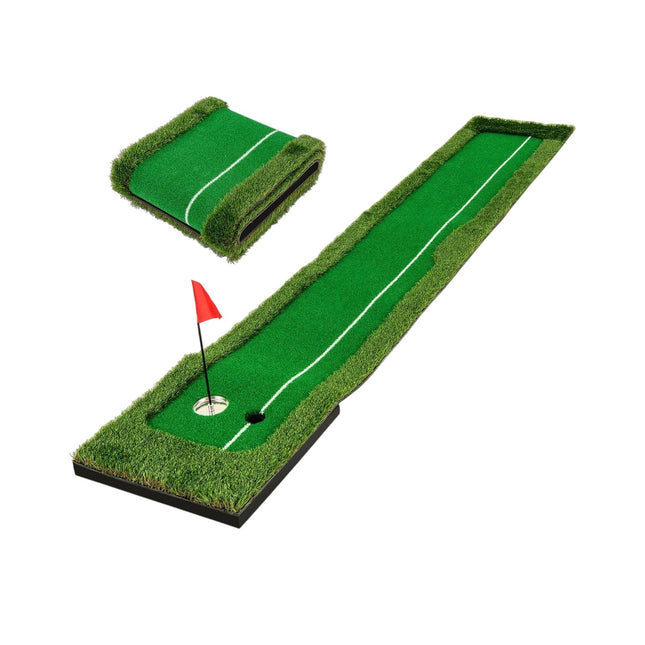 Golfa puttinga paklājiņš - 300 cm, divas bedrītes, 3 bumbiņas