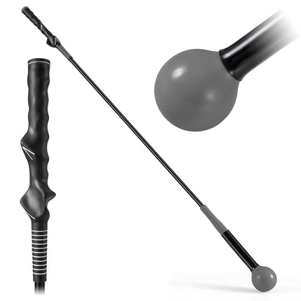 Golf Swing Trainer Aid, 120cm, Weighted Head, Gray