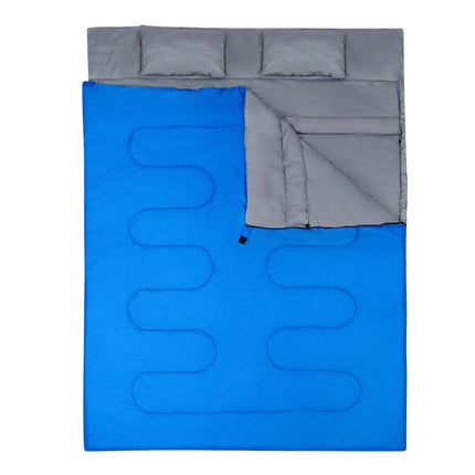 Goplus dubultais guļammaiss 2 personām XL segas guļammaiss ar 2 spilveniem melns/zils 220 x 150 cm-zils