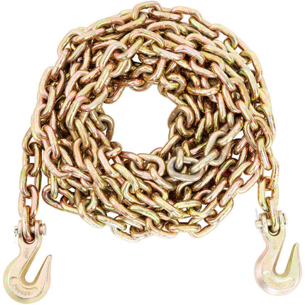 Grade 80 Binder Chain, 3/8 In x 20 Ft, Grab Hooks, 2 Pack