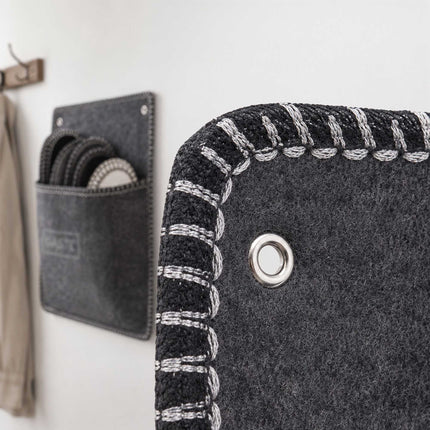 Gray Felt Guest Slippers Set, 6 Pairs with Storage Bag