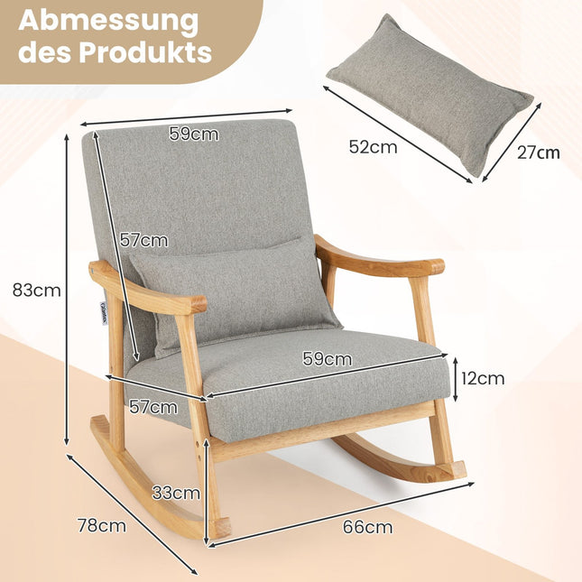 Gray Indoor Rocking Chair with High Back & Cushion