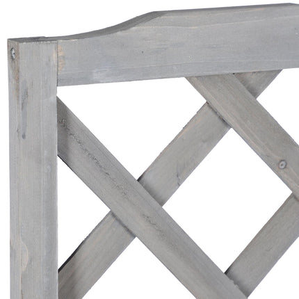 Gray planter box with trellis