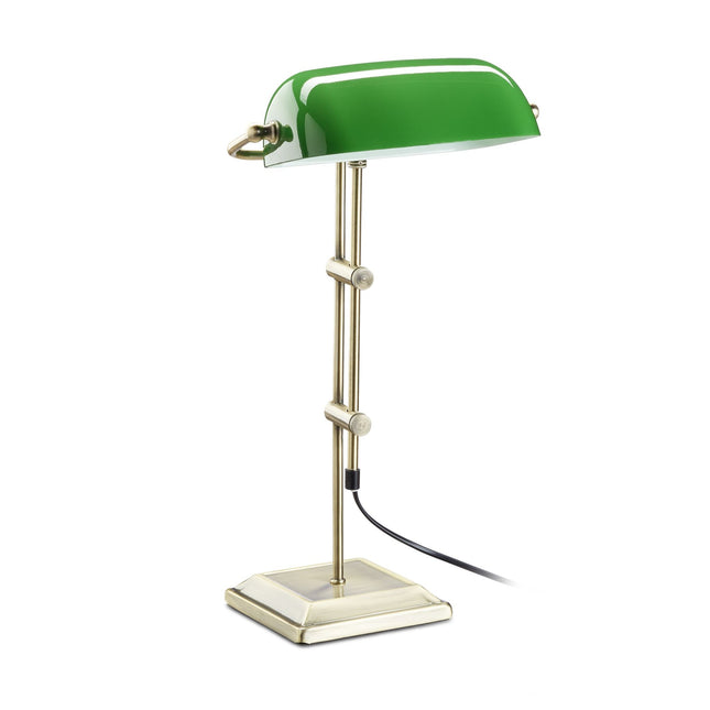 Zaļa baņķiera lampa