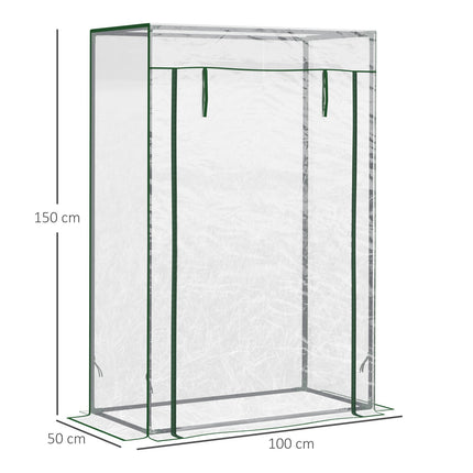 Siltumnīca tomātu māja ar auksto rāmi un ruļļu durvīm, tērauds, plastmasa, caurspīdīga, 100x50x150 cm