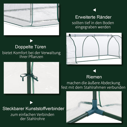 Siltumnīca ar durvīm, aukstais rāmis, augu audzēšanai, tērauds, PVC, 250x100x80cm