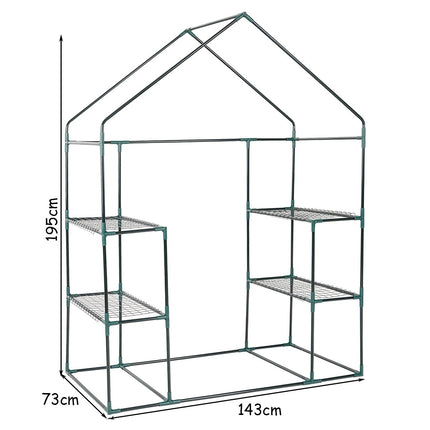 Siltumnīca ar plauktiem, PVC pārklājums, 143 x 73 x 195 cm
