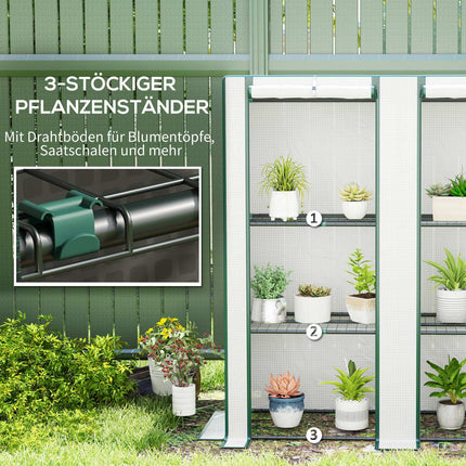 Nice roof greenhouse with shelves, steel frame, winterproof