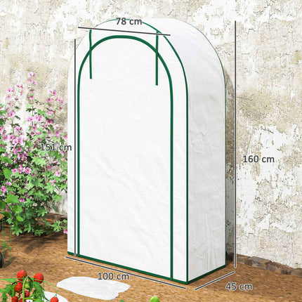 Siltumnīca ar apaļām jumta durvīm, plauktiem, ziemai izturīga tērauda folijas siltumnīca, siltumnīca balkonam, dārzam, tomātu māja 100 x 45 x 160 cm, tomātu siltumnīca tomātiem, dārzeņiem, ziediem, balta