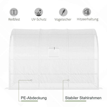 Siltumnīca ar plauktiem, logiem, ziemai izturīga plēves siltumnīca no tērauda, pie sienas stiprināma siltumnīca balkonam, dārzam, tomātu māja 300 x 150 x 213 cm tomātu siltumnīca dārzeņiem, ziediem, augiem, balta