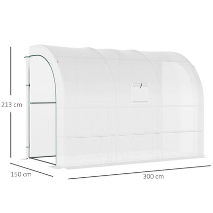 Siltumnīca ar plauktiem, logiem, ziemai izturīga plēves siltumnīca no tērauda, pie sienas stiprināma siltumnīca balkonam, dārzam, tomātu māja 300 x 150 x 213 cm tomātu siltumnīca dārzeņiem, ziediem, augiem, balta
