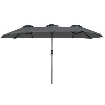 Pelēks dubultais saulessargs 400x215 cm, ūdeni atgrūdošs audums
