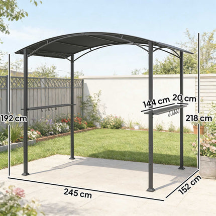 Grila paviljons 245x152 cm, ugunsdrošs jumts, tērauda rāmis