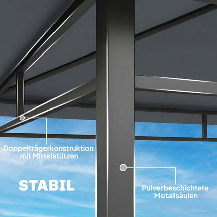 Grila paviljons 2,4x1,4m, ventilējams jumts, sānu plaukti