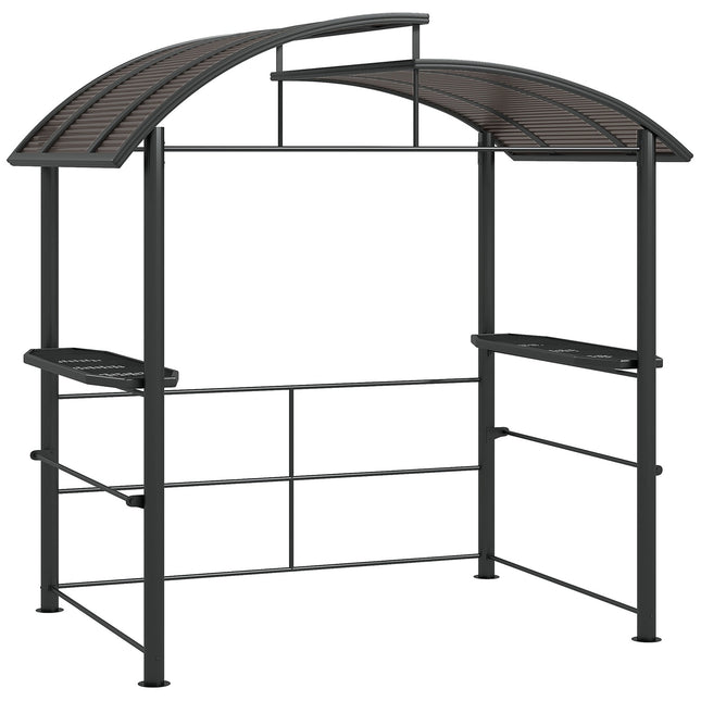Grila paviljons, liesmas aizsardzības jumts, bārbekjū paviljons, 2 plaukti, UV aizsardzība, pergola, dārza balkons, tērauds, PC, tumši pelēks, 240x150x230 cm