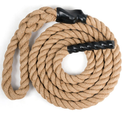 Gym climbing rope exercise rope with rubber handles sports rope made of jute rope training rope yellow 3 m/4.5 m/6 m/9 m-3 m