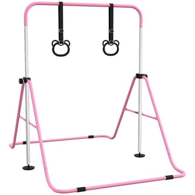 Gymnastics bar for children, Adjustable, Pink steel, 50 kg Capacity