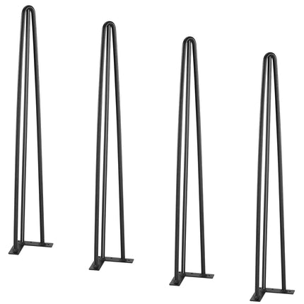Hairpin Table Legs, 28 Inch, Set of 4, 3-Rod Steel, Black