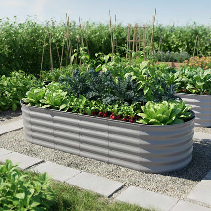 Half-Round Galvanized Metal Raised Garden Bed