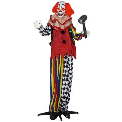 Helovīna animatroniskais klauns, 173 cm, gaismās acis
