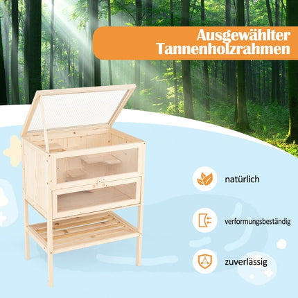Kāmju būris ar sieta jumtu, aizslēdzamām durvīm, akrila paneli