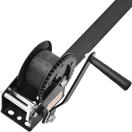 Hand Winch 1200 lb, 23 ft Strap, Two-Way Ratchet