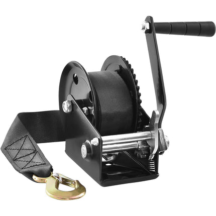 Hand Winch 1200 lb, 23 ft Strap, Two-Way Ratchet