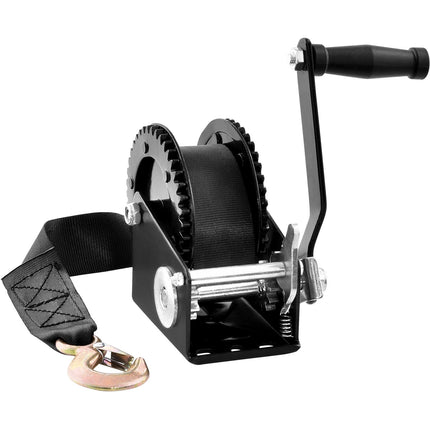 Hand Winch 2000 lb, 23 ft Strap, Two-Way Ratchet
