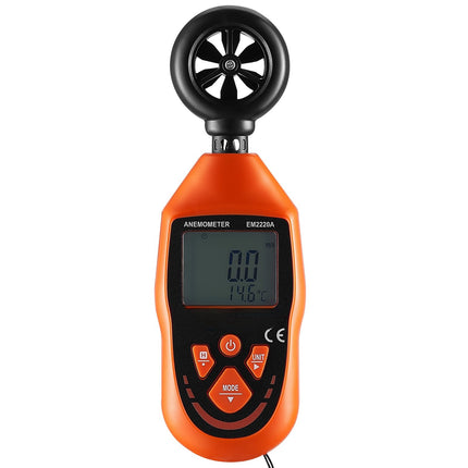 Handheld Anemometer, Wind Speed and Temp Meter, Backlit