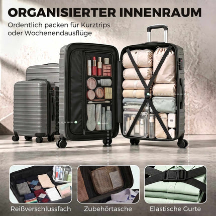 Hard Shell Suitcase Set of 3 with TSA Lock, 20/24/28 Inch, Dark Grey